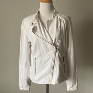 DKNY Jeans White Cotton Moto Jacket Med